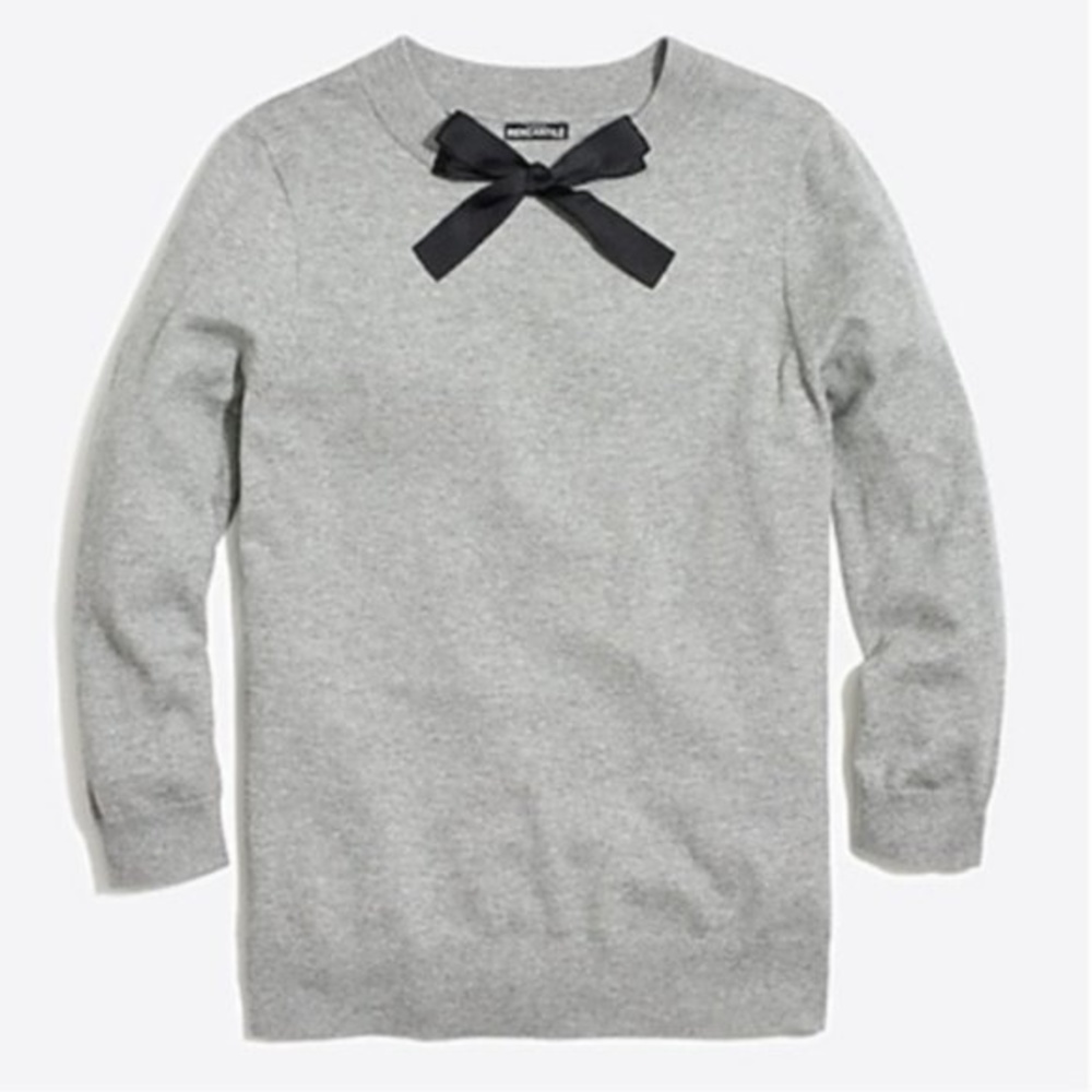 J. CREW MERCANTILE GRAY BOW NECK 3/4 SLEEVE SWEATER MEDIUM J7849